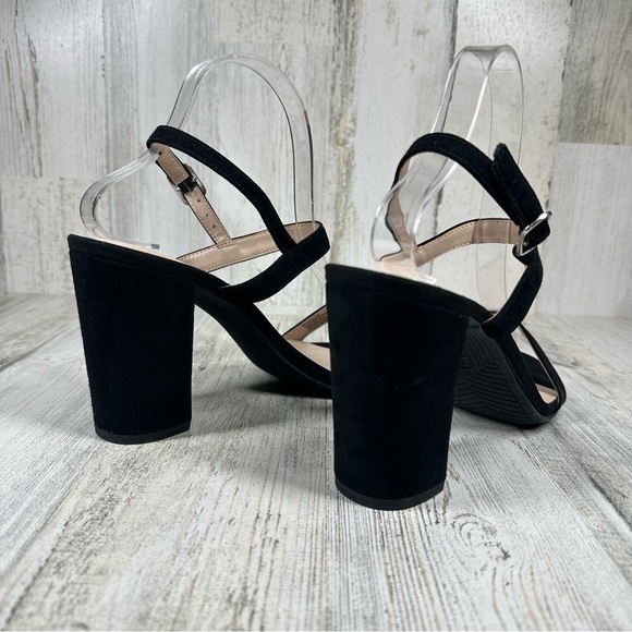 New Bp. Lula Black Faux Suede Slingback Open Toe Ankle Strap Sandals #172 - Picture 7 of 12